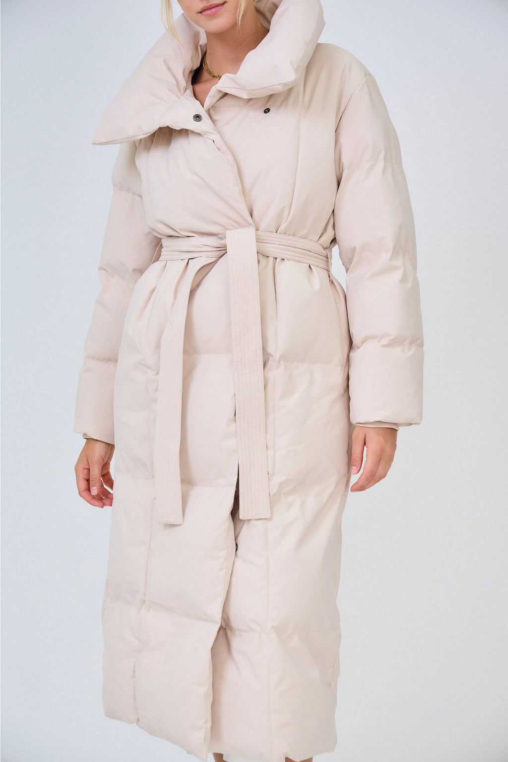 Long Belted Puffer Coat