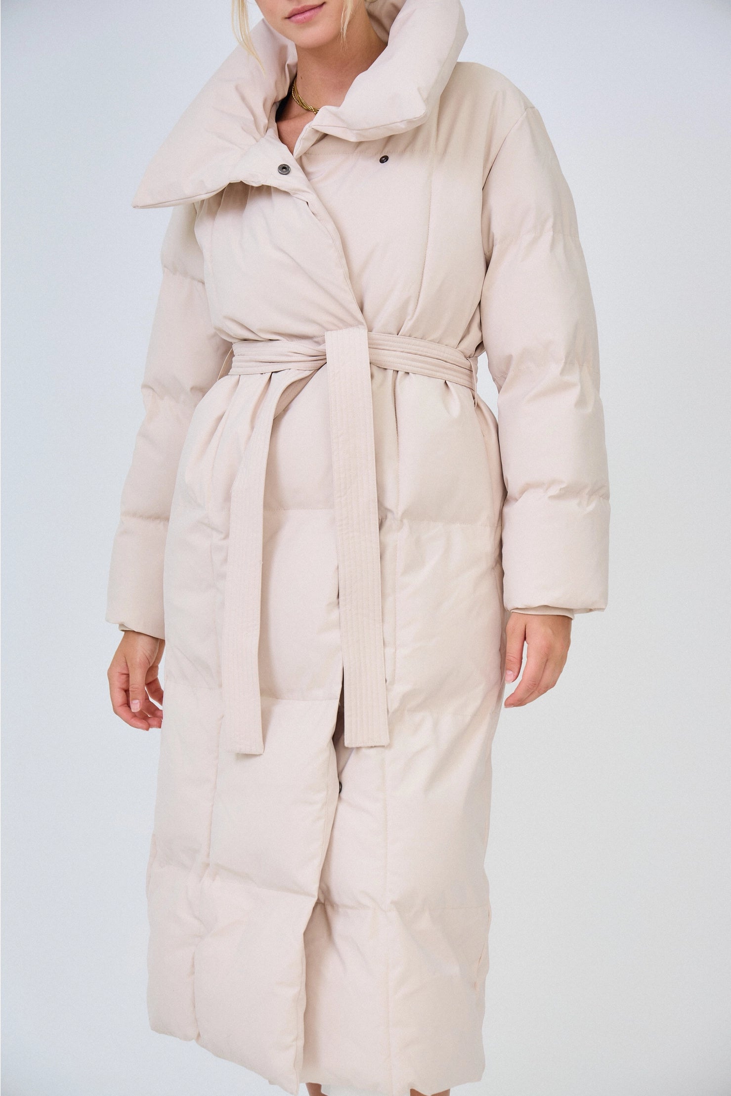 Long Belted Puffer Coat