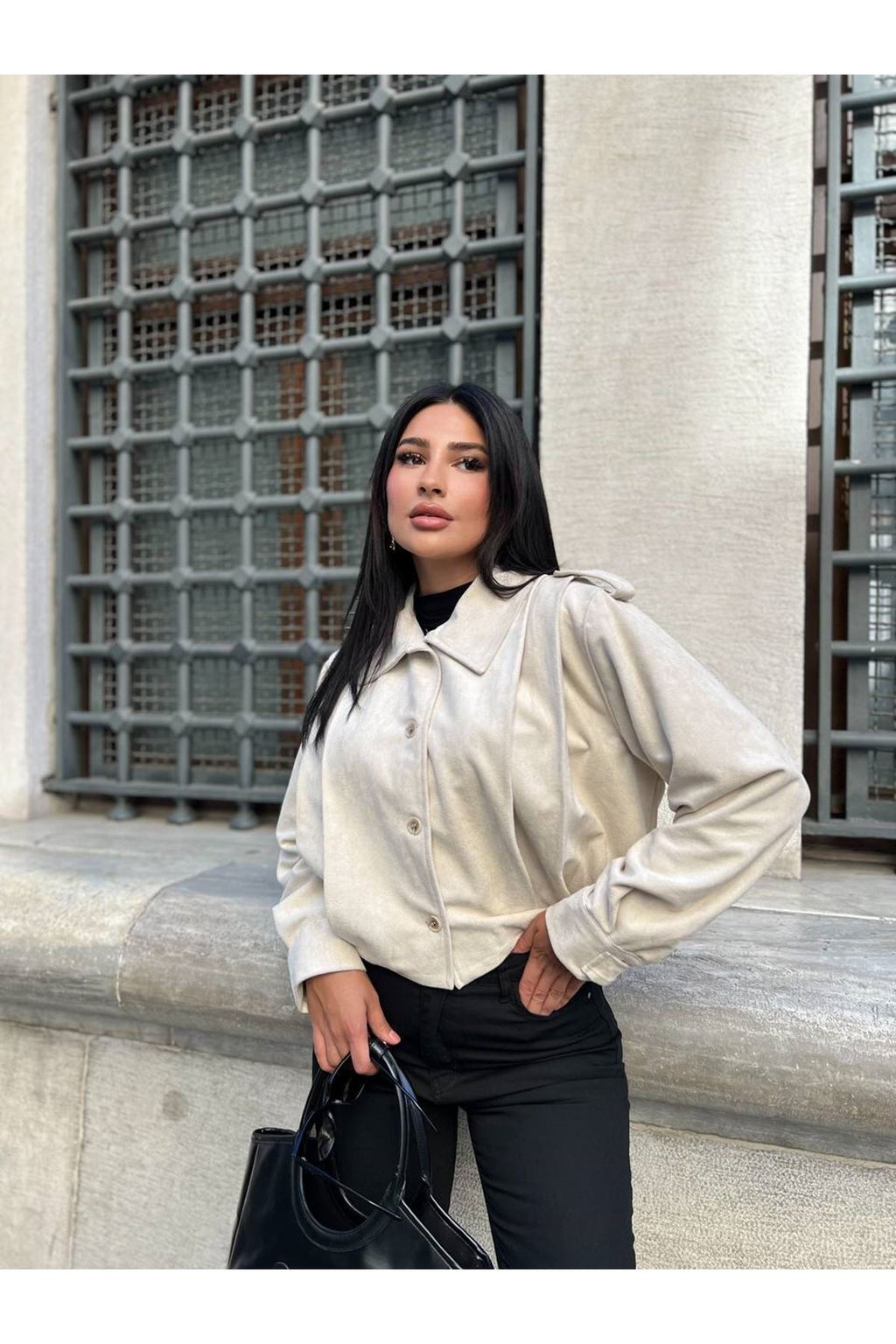 Cream Suede Overshirt