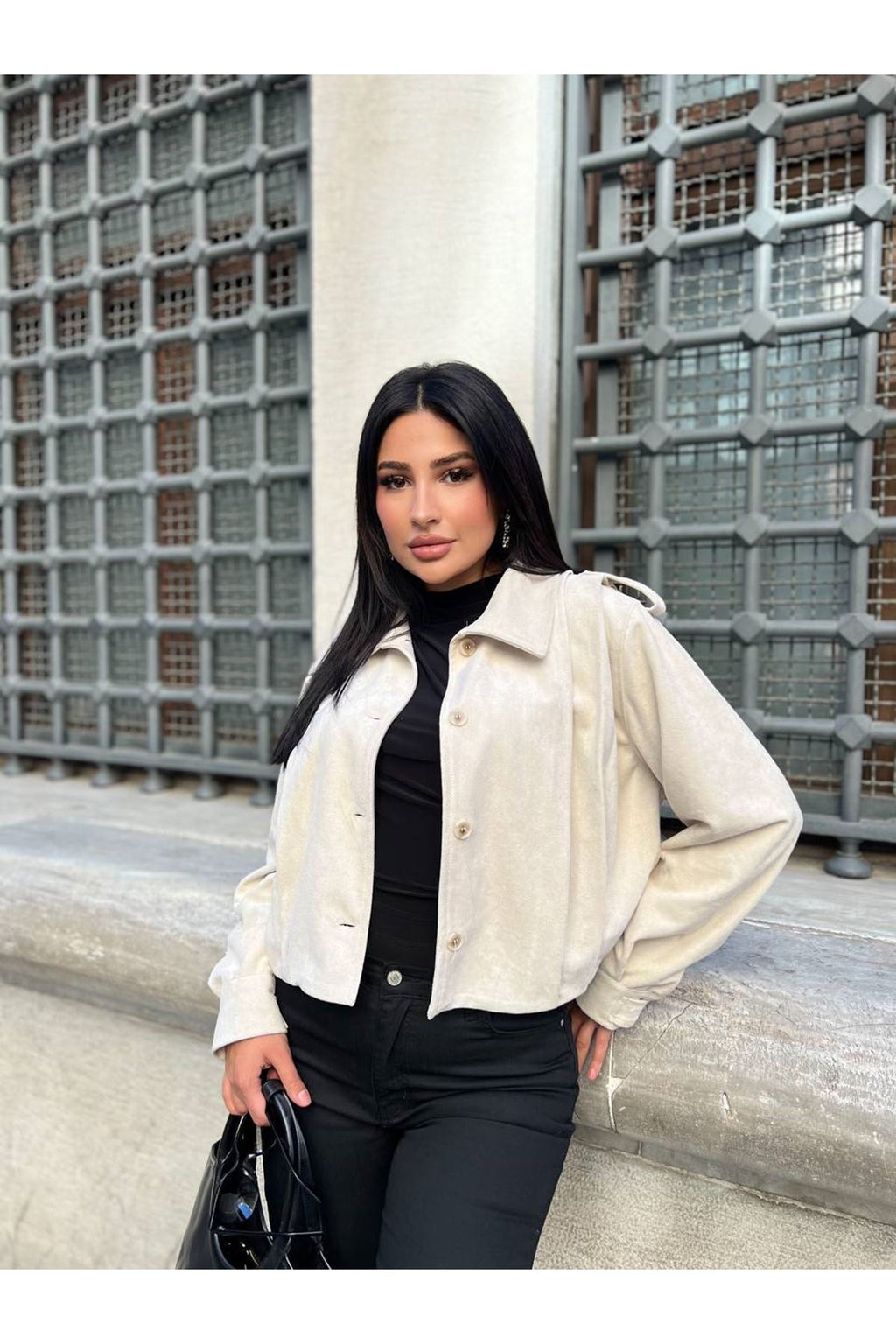 Cream Suede Overshirt