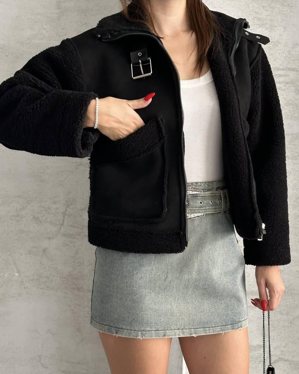 Faux Shearling Zip Jacket