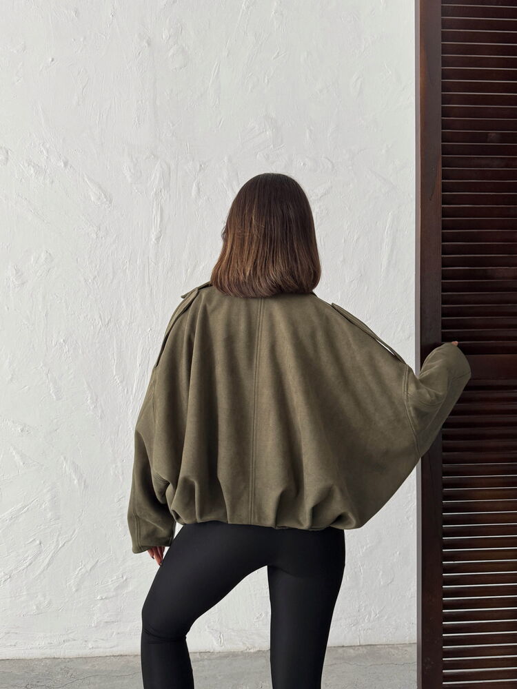 Khaki Suede Zip Jacket
