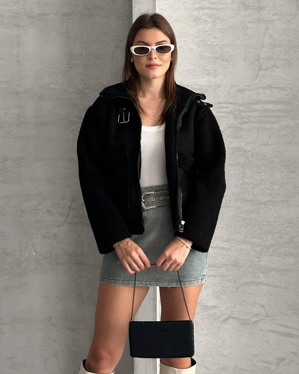 Faux Shearling Zip Jacket