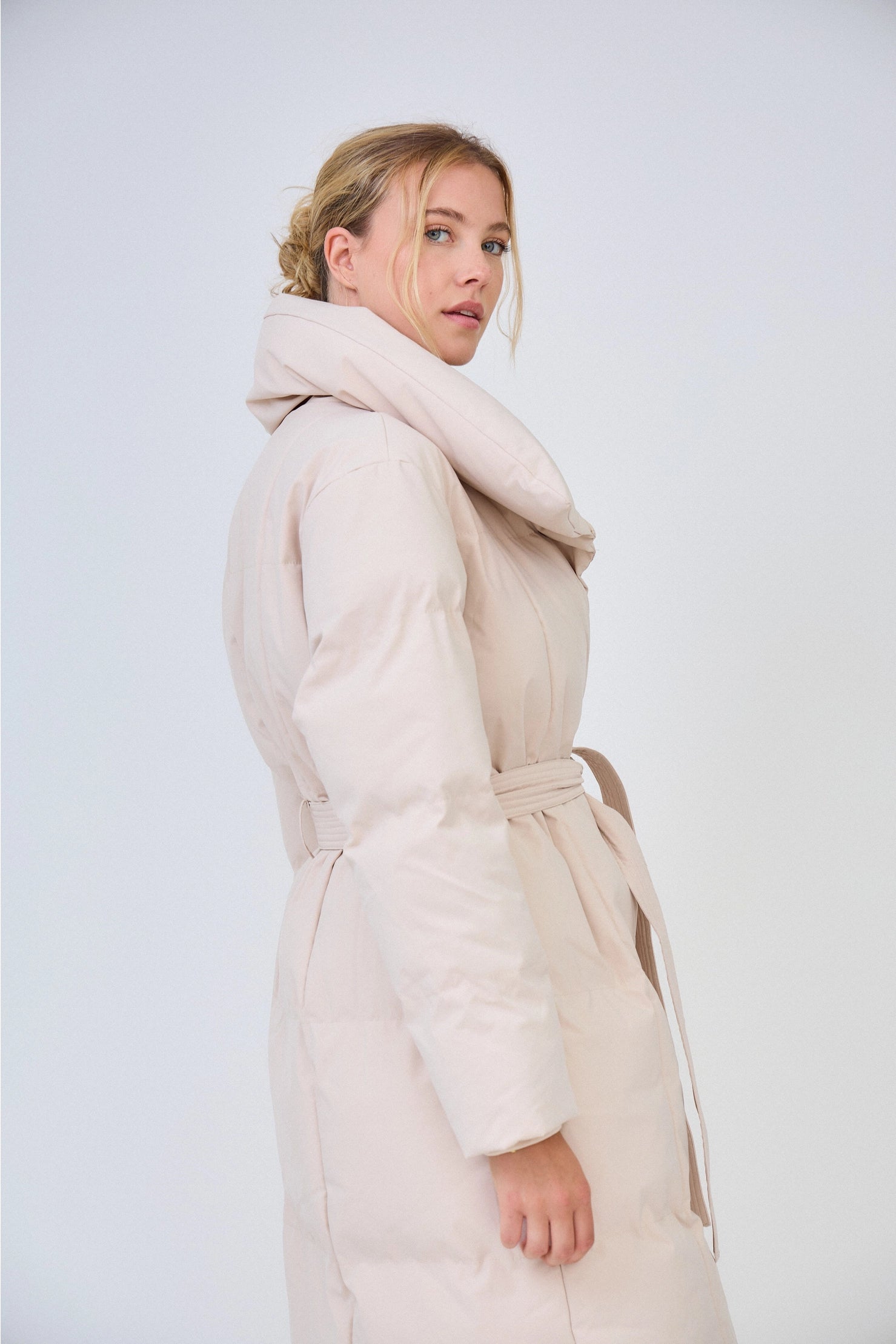Long Belted Puffer Coat