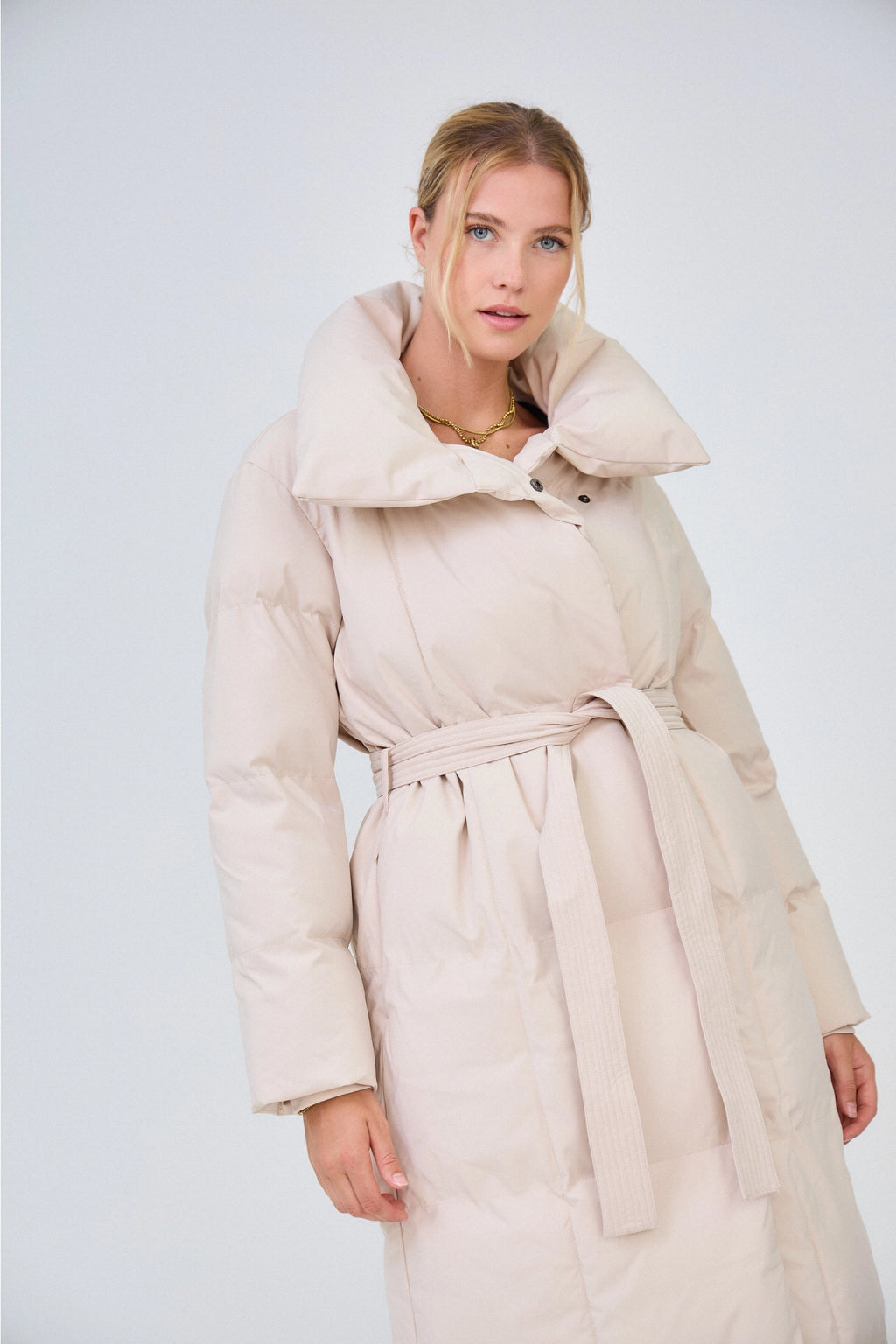 Long Belted Puffer Coat