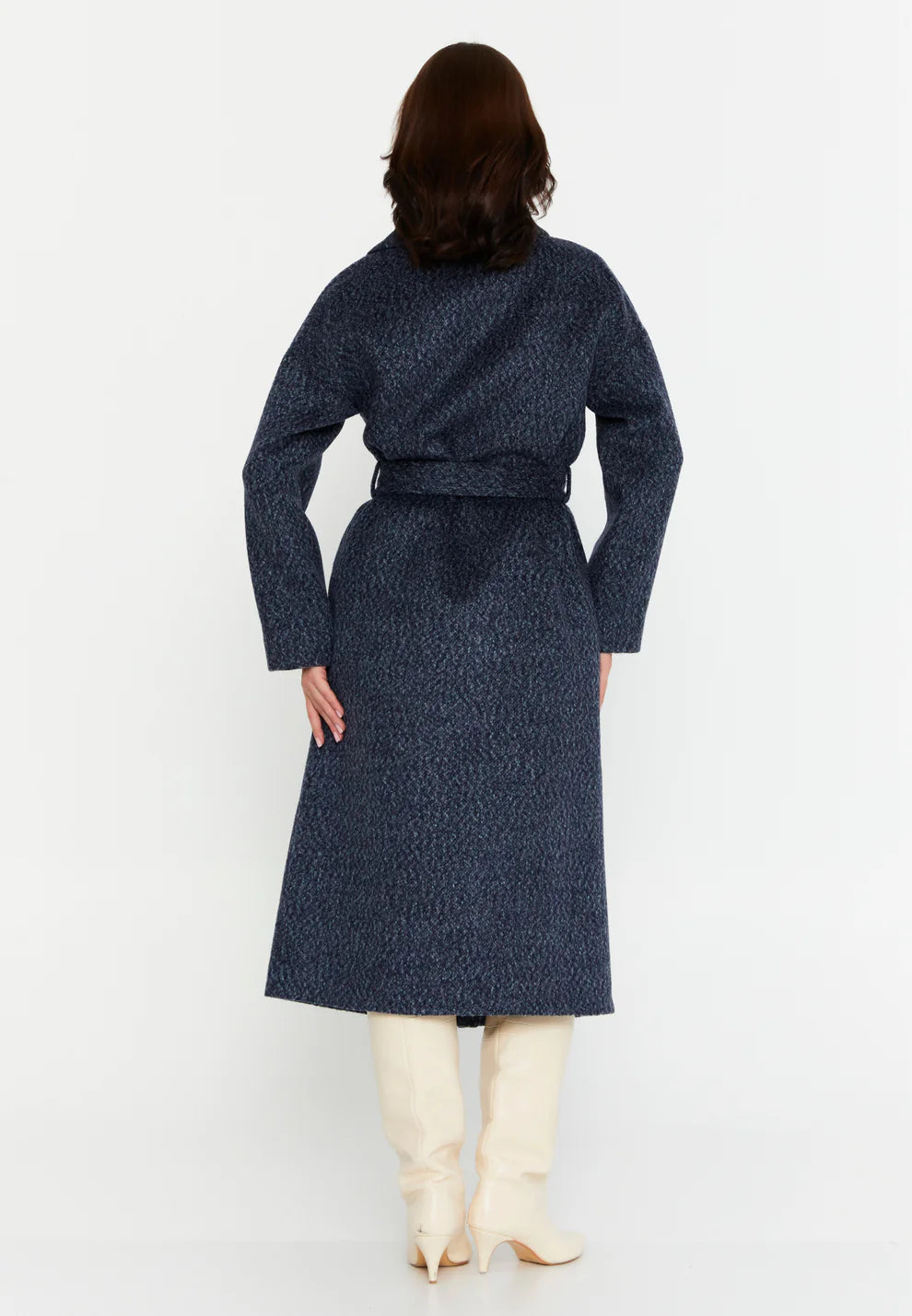 Deep Navy Melange Wool Coat
