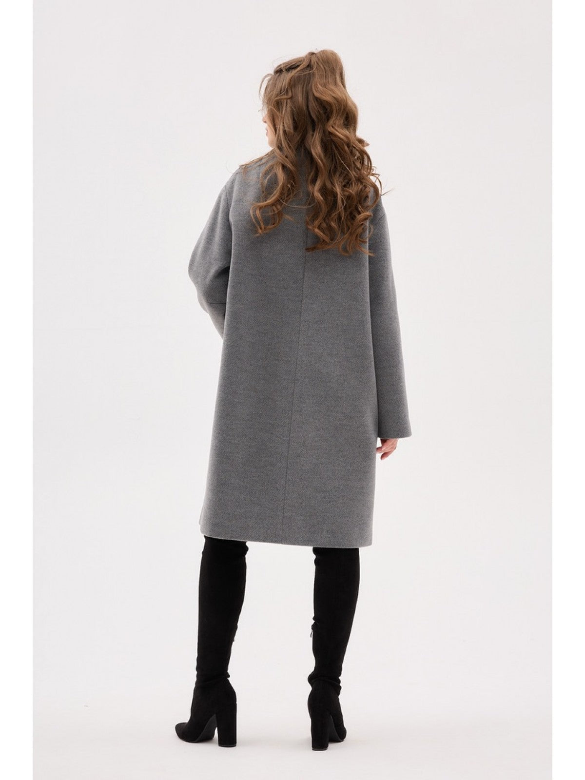 Plus Size Grey Wool-Blend Coat