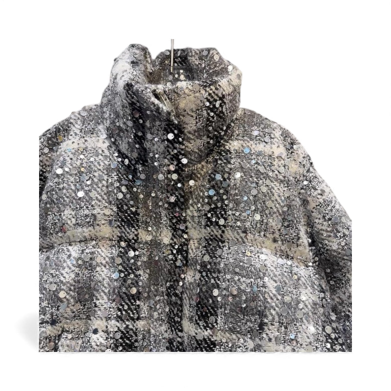 Glitter Tweed Feather Puffer