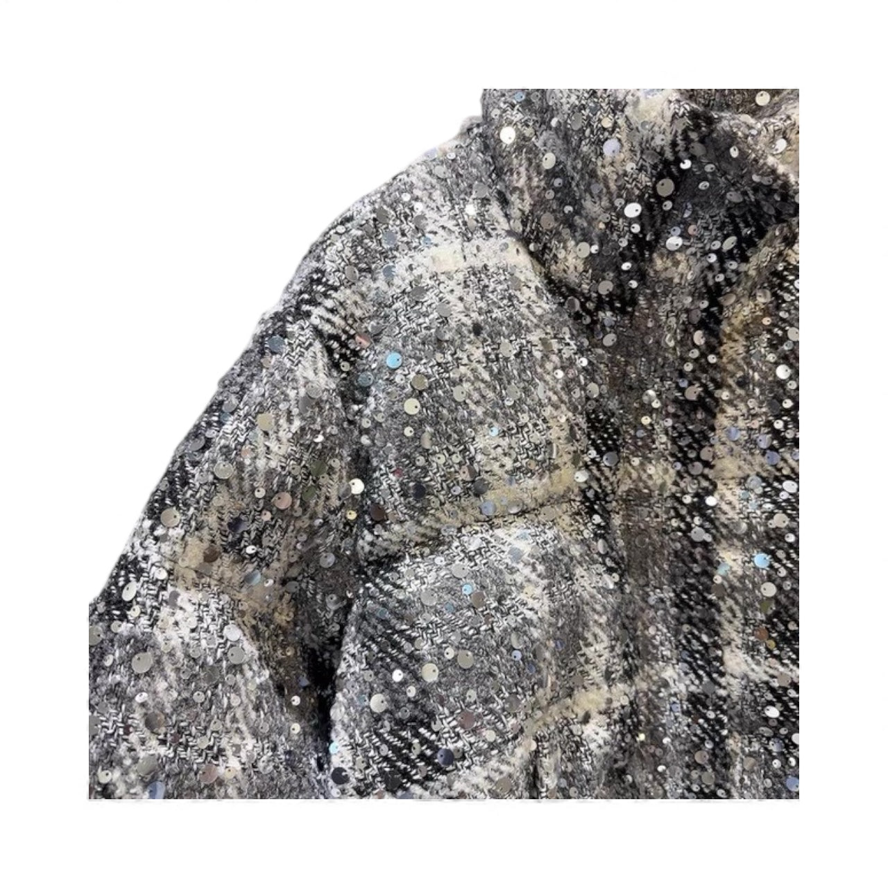 Glitter Tweed Feather Puffer