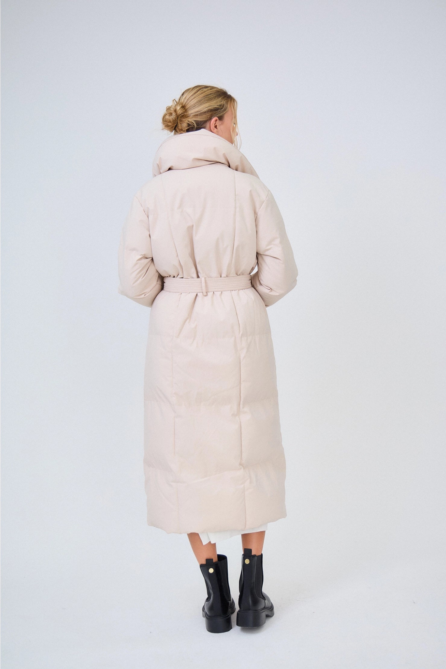 Long Belted Puffer Coat