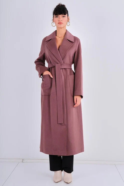 Blush Brown Belted Coat