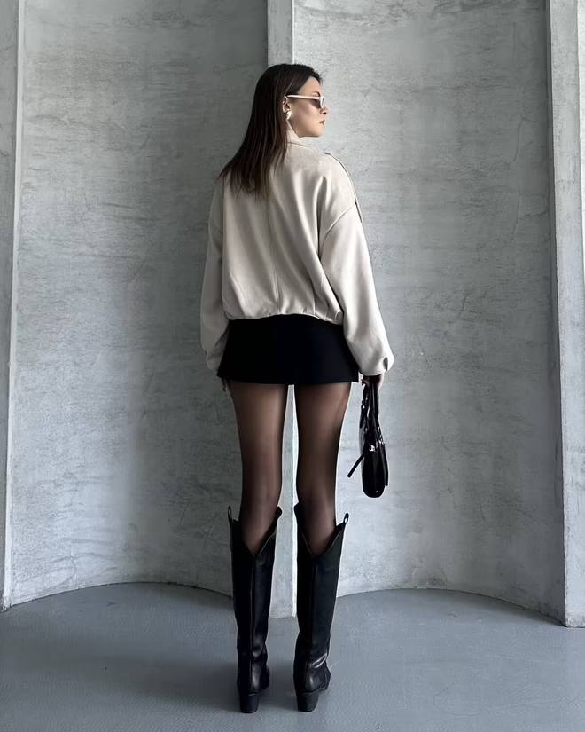 Oversized Beige Zip Jacket