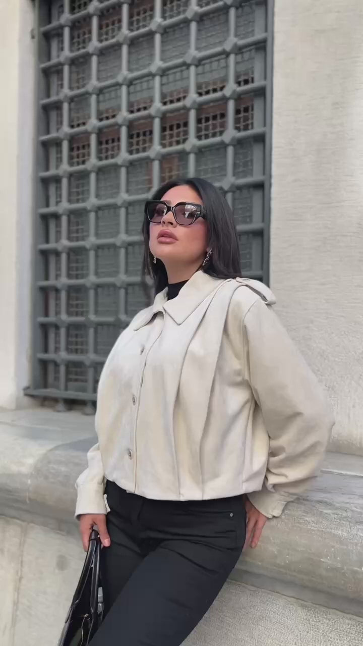 Cream Suede Overshirt