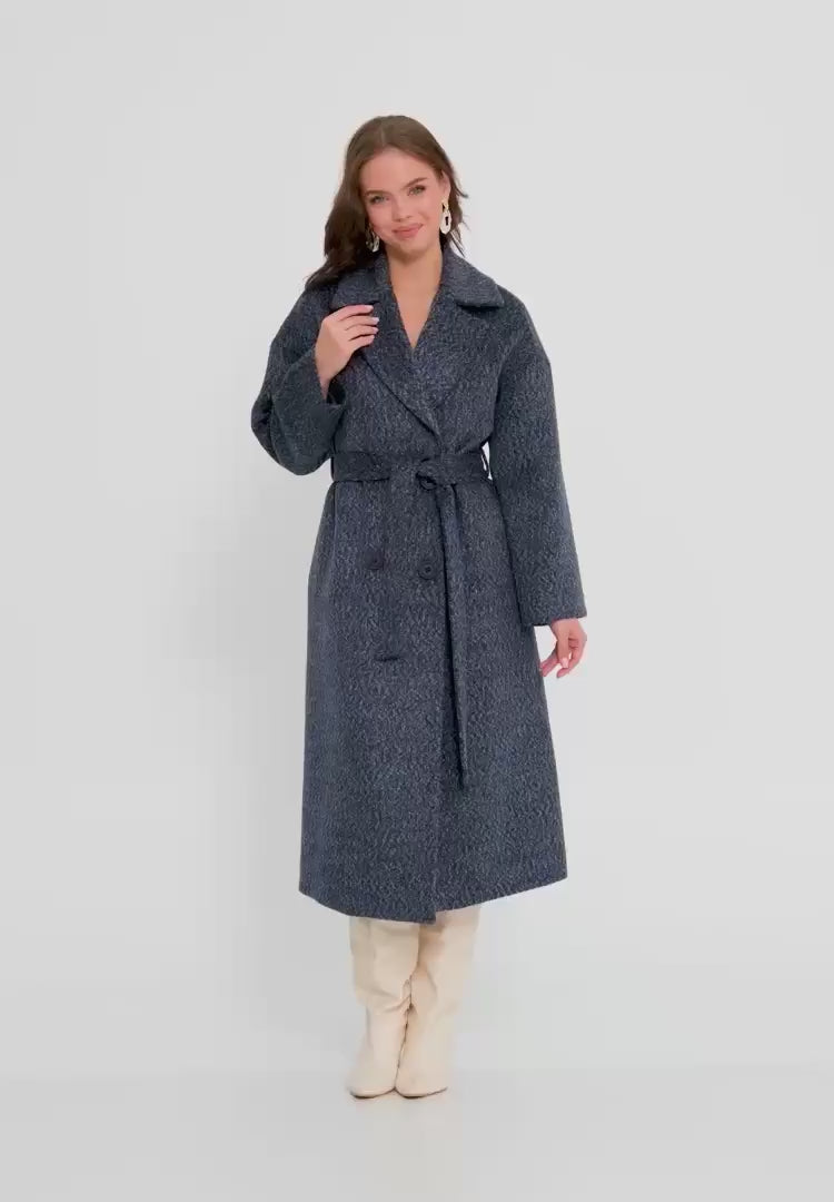 Deep Navy Melange Wool Coat